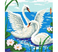 Štampano platno Zweigart za vez bez konca "Par labudova" 25x25 cm 02WLD-067