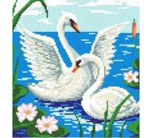 Štampano platno Zweigart za vez bez konca "Par labudova" 25x25 cm 02WLD-067