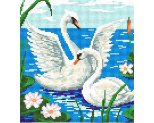 Štampano platno Zweigart za vez bez konca "Par labudova" 25x25 cm 02WLD-067