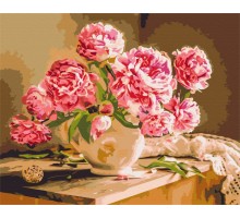 Slika po brojevima "Božuri u ugodnom interijeru" 40x50cm na platnu BS52704 Brushme