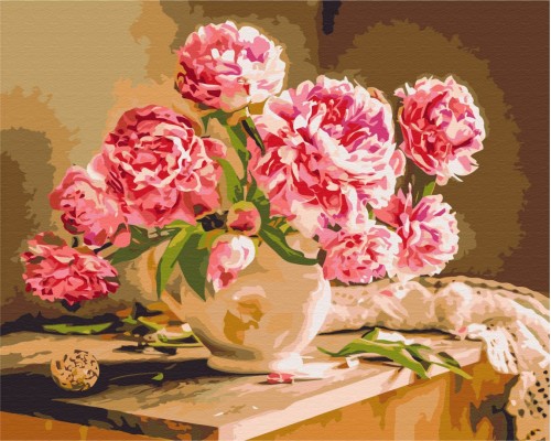 Slika po brojevima "Božuri u ugodnom interijeru" 40x50cm na platnu BS52704 Brushme