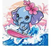 Slika po brojevima "Ljeto. Slon hvata val" 25x25cm na platnu KHO1259 Slika po brojevima "Ljeto. Slon hvata val" 25x25cm na platnu KHO1259