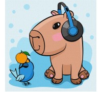 Slika po brojevima "Capybara" 30x30cm na platnu KHO1290 Slika po brojevima "Capybara" 30x30cm na platnu KHO1290