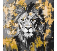 Slika po brojevima "Zlatni lav" s metalik bojama 40x40cm na platnu KHO6735 Slika po brojevima "Zlatni lav" s metalik bojama 40x40cm na platnu KHO6735