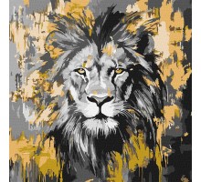 Slika po brojevima "Zlatni lav" s metalik bojama 40x40cm na platnu KHO6735