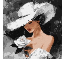 Slika po brojevima "Bijela ruža" 40x40cm na platnu KHO8637