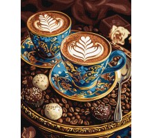 Slika po brojevima "Šolja inspiracije" s dodatnim metalik bojama 40x50cm na platnu KHO5713