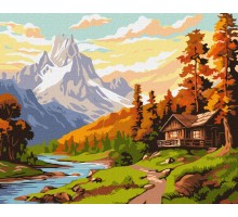 Slika po brojevima "Vikendica u planinama" 40x50cm na platnu KHO6339