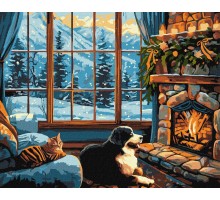 Slika po brojevima "Toplina kamina" 40x50cm na platnu KHO6667