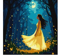 Slika po brojevima "Djevojka među krijesnicama" s dodatnim metalik bojama 30x30cm na platnu KHO8576 Slika po brojevima "Djevojka među krijesnicama" s dodatnim metalik bojama 30x30cm na platnu KHO8576