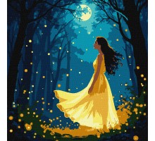 Slika po brojevima "Djevojka među krijesnicama" s dodatnim metalik bojama 30x30cm na platnu KHO8576