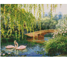 Oslikavanje cirkonima "Labudovi na jezeru" 40x50 IDY AMO7280