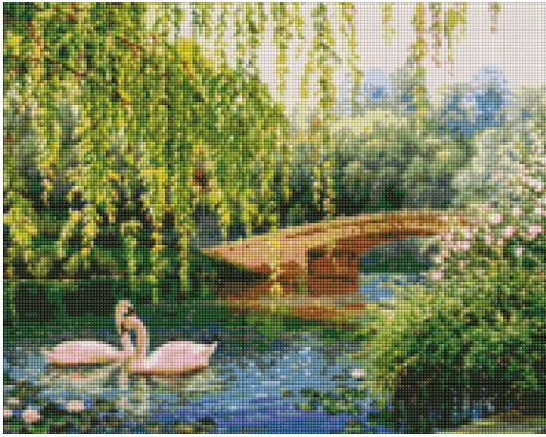 Oslikavanje cirkonima "Labudovi na jezeru" 40x50 IDY AMO7280